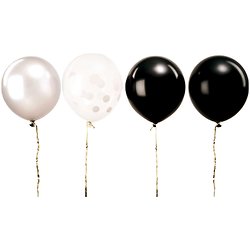 Ballons anniversaire Noir et Blanc - Lot de 12