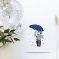Carte postale double Le parapluie