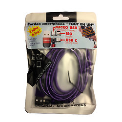 Cable magnétique chargement  360° -  iPhone - Type C - Micro Usb