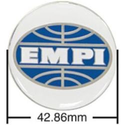 Set de 4 autocollants de caches-moyeux EMPI bleu/blanc (diamètre 43mm)