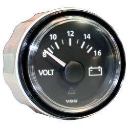 Voltmètre 8-16 volts diam 52mm fond noir VDO