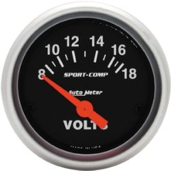 Voltmètre "SPORT COMP" diam 52mm  8-18 volts
