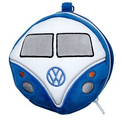 Coussin de voyage relax peluchÉ 2-en-1 avec masque yeux volkswagen - van bus combi vw t1 bleu