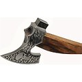 PA882459 Skull Broad Axe Stainless Blade Wood Handle Leather Sheath