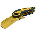 MTA1199GYL MTech A/O Gold Cleaver 3Cr13 Blade Green/Gold ABS Handle Linerlock Clip