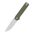 QS144C QSP Lark Green G10 Handle 14C28N Plain Edge Satin Blade IKBS Linerlock Clip