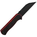 QS149A2 QSP Swordfish Black/Red 14C28N Wharncliffe Black Blade G10 Handles IKBS Button Lock Clip
