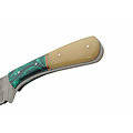 DM1370GN Skinner Camel Bone 256 Layers Damascus Blade Bone/Acrylic Handle Leather Sheath