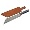 DM1368BL Damascus Seax Blue/Black Wood Handle 256 Layers Blade Leather Sheath
