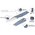 RS7711D Real Steel Sacra Denim K110 Stonewash Drop Point Blade Micarta Handles Slider Clip