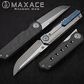 MAXM08B Maxace Racoon Dog CPM S90V Blade Dark stonewash Titanium Handle Framelock Clip