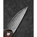 BTKL08E Bestech Knives Bambi Bead Blast Damascus Drop Point Blade Ironwood Handles Linerlock Leather Sheath