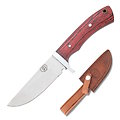FCW2915RPWF Frost Cutlery Large Drop Point Hunter Stainless Blade Red Pakkawood Leather Sheath