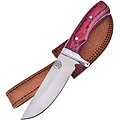 FCW2915RPWF Frost Cutlery Large Drop Point Hunter Stainless Blade Red Pakkawood Leather Sheath