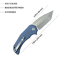 KUB318E Kubey Bravo One Blue Tanto AUS-10 Blade G10 Handle IKBS Linerlock Clip
