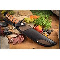 RR2586 Rough Ryder Combat Bowie Stacked Leather Handle Stainless Blade Nylon Sheath