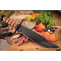 RR2586 Rough Ryder Combat Bowie Stacked Leather Handle Stainless Blade Nylon Sheath