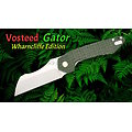 VOSGTVWMN2 Vosteed Knives Gator Green Micarta Sandvik 14C28N Stonewash Wharncliffe Blade IKBS Liner Lock Clip