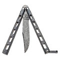 BC114GXD Bear & Son Galaxy Butterfly Damascus Clip Point Blade Galaxy Epoxy Stainless Steel Handles Latch Lock USA 