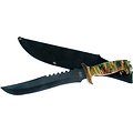 F18434CA Frost Cutlery Jungle Fever I Bowie Stainless Blade Camo Handle Nylon Sheath