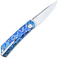 RS7001TC04B Real Steel Knives Luna Slipjoint N690 Satin Blade Blue Camo Titanium Handles Clip