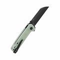 QS130BLB2 QSP Knives Penguin Button Lock Jade G10 Handles 14C28N Blackwash Sheepsfoot Blade IKBS Clip