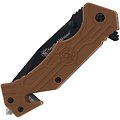 SWP1200647 Smith&Wesson H.R.T. A/O Tanto Serr Stainless Blade Brown Polymer Handle Clip Linerlock 