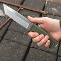 DEM09621 Demko Knives FREEREIGN Tanto AUS-10A Satin Green Molded Rubber Handle Kydex Sheath