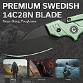 CIVC210364 CIVIVI Typhoeus Green Push Dagger 14C28N Blackwash Blade Aluminum Handles Leather Sheath