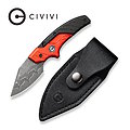 CIVC21036DS1 CIVIVI Typhoeus Red & Black Push Dagger Damascus Blade Aluminium Handles Leather Sheath