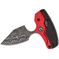 CIVC21036DS1 CIVIVI Typhoeus Red & Black Push Dagger Damascus Blade Aluminium Handles Leather Sheath