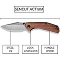 SA02F SENCUT Actium Cuibourtia Wood Handle D2 Blade IKBS Linerlock Clip