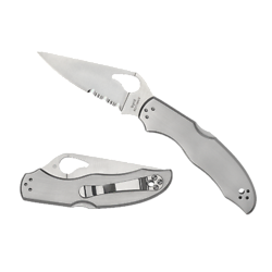 BY01PS2 Spyderco Byrd HARRIER 2 STAINLESS 8Cr13MoV Combo Blade SS Handle Lockback Clip