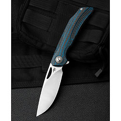 BTKL01B Bestech Knives FALKO Blue G10/C Fiber Handle 154CM Blade Linerlock Clip