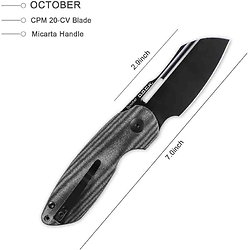 KIV3569A1 Kizer October Black CPM-20CV Blade Micarta Handle Linerlock Clip