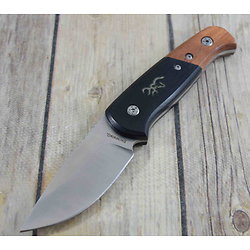 BR0373 Couteau de Chasse Browning Hunting/Skinning Fixed Stainless Blade Wood Handle Nylon Sheath