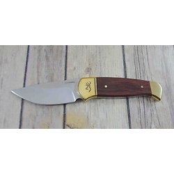 BR0378 Couteau EDC Browning Skinner Stainless Blade Wood Handle Nylon Sheath