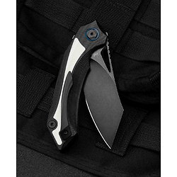 BTKG45D Bestech Knives Kasta Black/White G10 Handle 154CM Black Blade IKBS Linerlock Clip