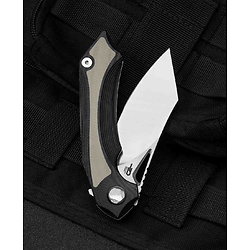 BTKG45B Bestech Knives Kasta Black/Beige G10 Handle 154CM Black Blade IKBS Linerlock Clip