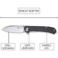 SA03B SENCUT Scepter Black G10 Handle 9Cr18MOB Blade Linerlock Clip