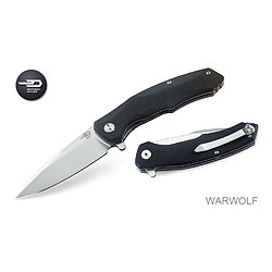 BTKG04A2 Bestech Warwolf Black D2 Two-Tone Blade G10 Handles IKBS Linerlock Clip