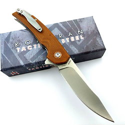  KO038 Komoran Brown Micarta Handle Stainless Blade Linerlock Clip 