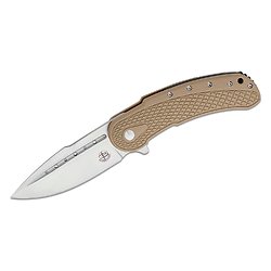 BG011 Begg Knives Bodega Tan D2 Blade G10/Stainless Handles IKBS Framelock Clip