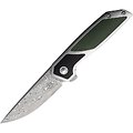 BG015M Begg Knives Diamici Black/Green G-10 Damascus Blade IKBS Linerlock Clip