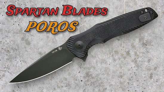 SBSFBL11BK Spartan Blades POROS Black 154CM Drop Point Blade Black G10 Handle Liner Lock  