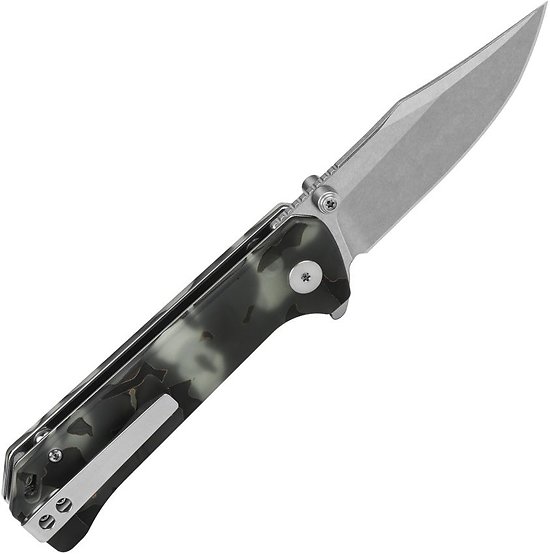 QS147E1 QSP Knife Grebe Glow Raffir Resin Handle S35VN Blade Ikbs Button Lock Clip