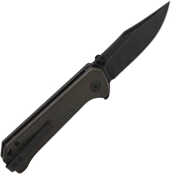 QS147A2 QSP Knife Grebe Brown Micarta Handle 14C28N Blade Ikbs Button Lock Clip
