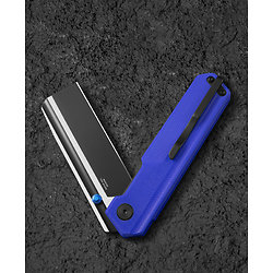 BTKG54G Bestech Tardis Blue G10 Handle D2 Plain Black DLC/Satin Blade IKBS Linerlock Clip