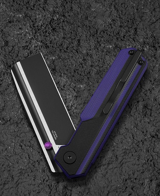 BTKG54D Bestech Tardis Black/Purple G10 Handle D2 Plain Black DLC/Satin Blade IKBS Linerlock Clip