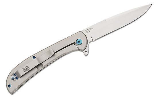 AMK4119 Al Mar Ultra Thin 4" D2 Satin Talon Drop Point Blade Stainless Steel Handles Frame Lock Clip